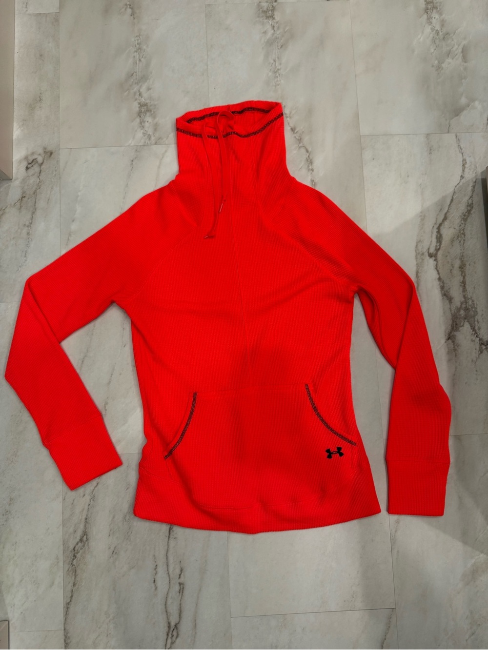 Under Armour Waffle Knit Funnel Neck Sweatshirt Pink Sz M
